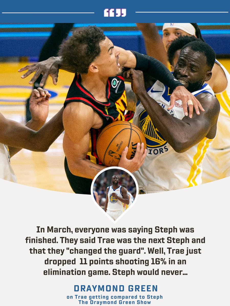 Draymond Green calls out the NBA media members who compared Trae to Steph back in March. Via The Draymond Green Show