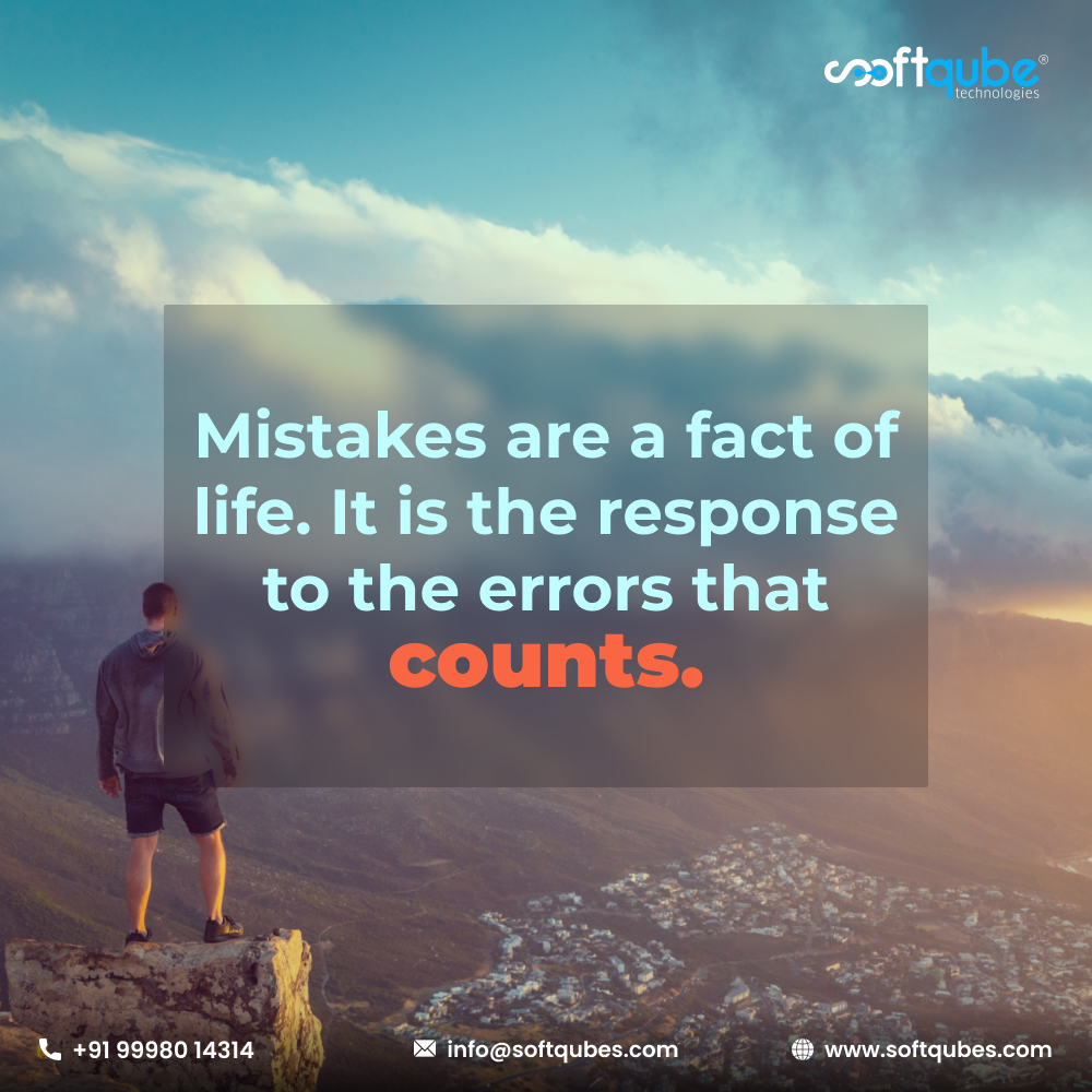 Softqubes's tweet photo. Ever tried counting on your mistakes?
Reflect and thank yourself for having them. As there is no other way of doing better than doing - Wednesday Wisdom.
#softqubetechnologies #motivational #motivationalquotes #lifefacts #wedpost https://t.co/oL5HeKRGtz