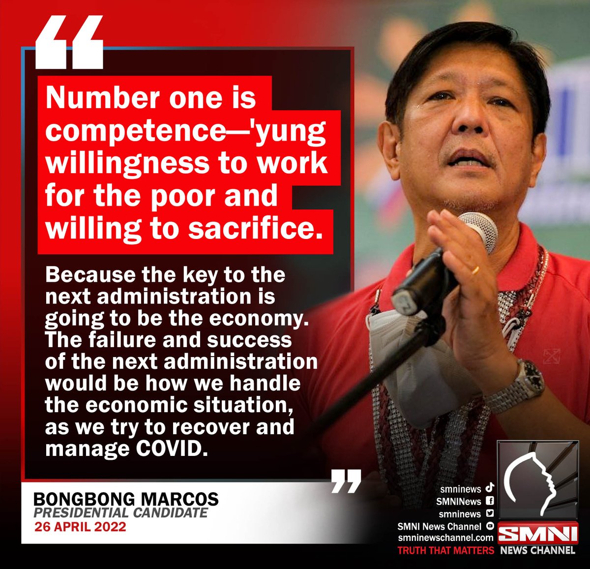 smninews's tweet photo. Presidential frontrunner @bongbongmarcos' basis in choosing his cabinet members

#SMNIElectionWatch2022
#ItuloyAngPagbabago
#YourVoteMatters https://t.co/B8HZpBZzpD