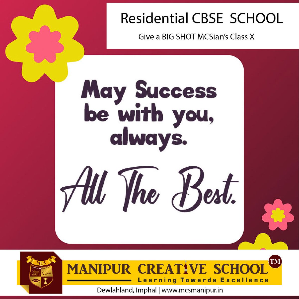 MCSImphal's tweet photo. D-Day of MCS Class X 2nd Term Exam 2021-22 (CBSE). All the very Best and Good Luck to you all.
#MCSImphal #CBSE2ndTermExam2021_22 https://t.co/ud5PTZE4GQ