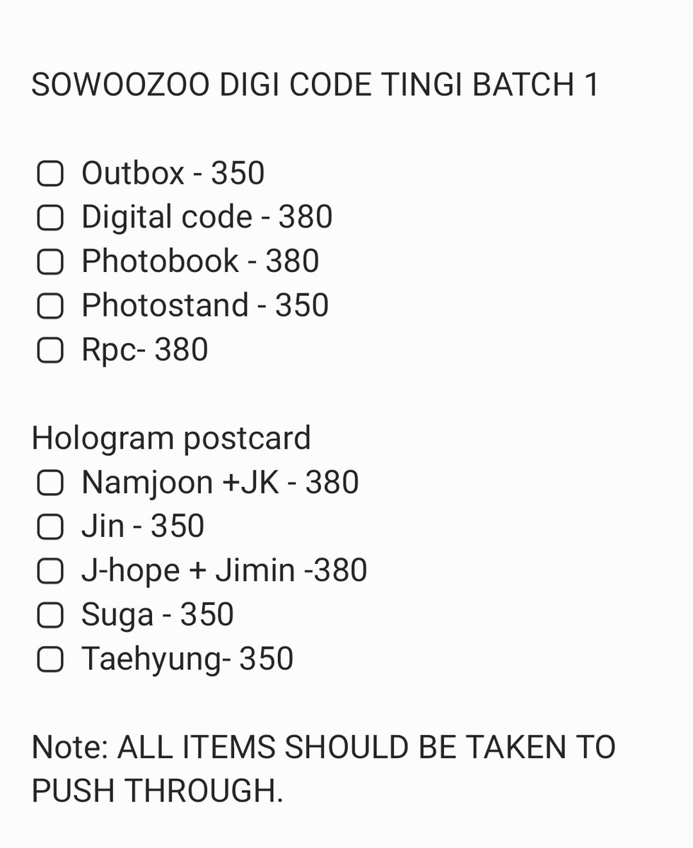 DreamMagicShop's tweet photo. #DreamMagicShopPHGo
BTS 2021 MUSTER SOWOOZOO TINGI BATCH 1 (DIGITAL CODE)
☆ see prices on the second picture.
Mine + Item
✅️ PAYO
🚢 under FETA
Note: all items must be taken to push through. Bogus buyers and joy reservers will be posted. https://t.co/h6pdS1XQ9i