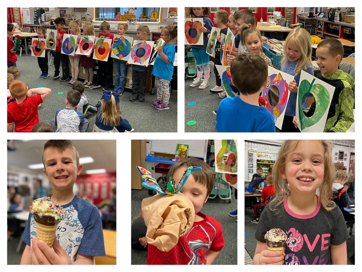 MrsCoffmanSES's tweet photo. Our day was Extra special! We used fun props to retell The Very Hungry Caterpillar AND we had an ice cream cone with SpRiNkLeS  on top!  🐛🦋 🍦 https://t.co/CUR6Eojxtr