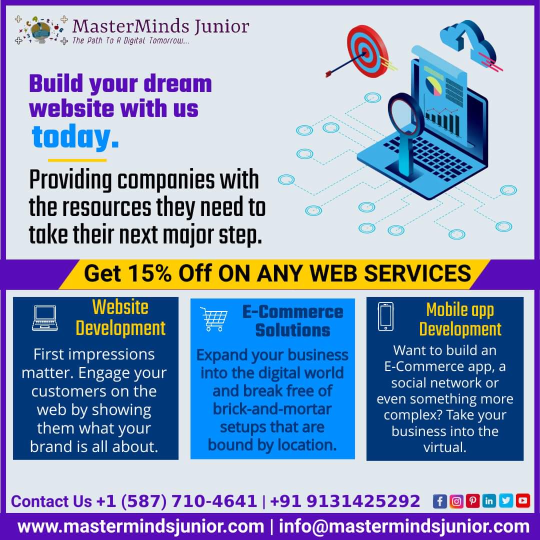 We have a team of experienced developers and designers to complete your project on time and within budget.
Please contact us +𝟭 (𝟱𝟴𝟳) 𝟳𝟭𝟬-𝟰𝟲𝟰𝟭 | +𝟵𝟭 𝟵𝟭𝟯𝟭𝟰𝟮𝟱𝟮𝟵𝟮
Visit Now: mastermindsjunior.com
Email: info@mastermindsjunior.com