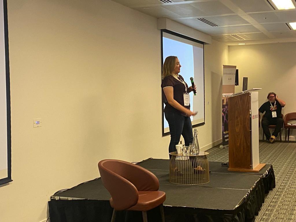 EXelite23's tweet photo. Alex Bell, Testing &amp; Optimisation lead at @investec is rocking the #Exelite22 stage! What’s your key takeaway from her 🔥 talk? https://t.co/fgpKxmsba8