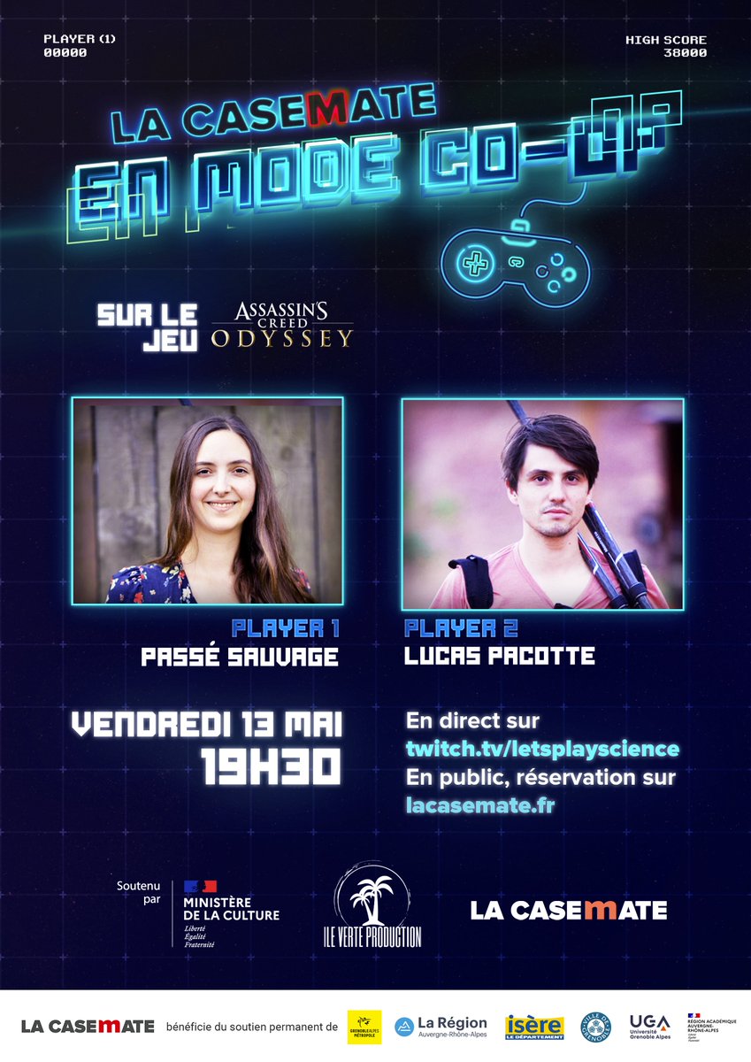 Letsplayscience's tweet image. Hey salut Twitter !

On vous donne rendez-vous pour notre prochain live à .@LaCasemate le 13 mai à 19H30 !

Nous avons l&apos;immeeeense chance de recevoir @PasseSauvage &amp;amp; Lucas Pacotte pour une soirée archéologie et patrimoine sur Assassin&apos;s Creed (Cc .@UbisoftFR 👋)