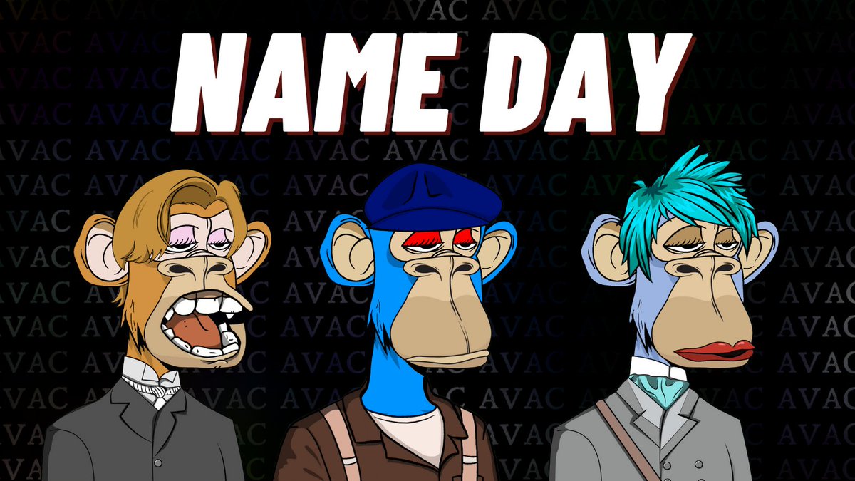 AVAC_NFT's tweet photo. AVAC Name Day is here! 

Post your AVAC Ape below and an original Name you have created for the Ape. 

The most imaginative AVAC Ape Name will be selected to win a prize of 0.1 ETH. 

#GoApeShip https://t.co/QByiBchwGw