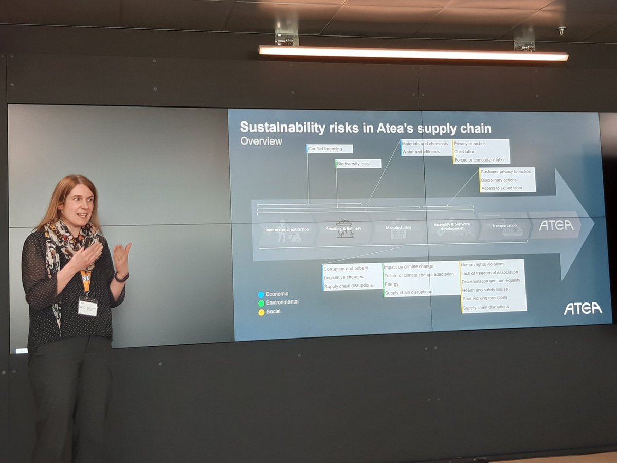 sbartels72's tweet photo. @ChiaraSelvetti on stage at SAP's event "Sustainabililty: Procurement and Supply Chain Perspectives" - How Atea does due diligence on sustainabililty on the supply chain  #Inspiring #Proud @AteaASA https://t.co/M2DGFl7SUN