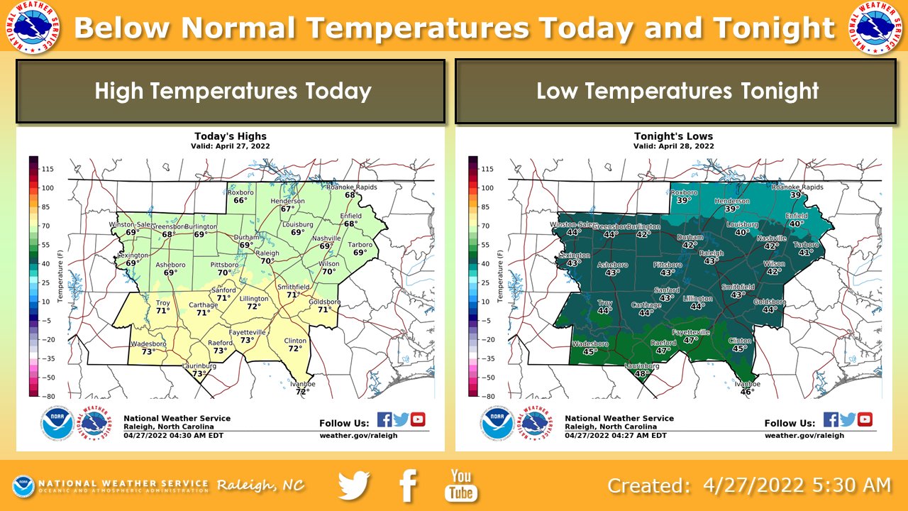 NWS Raleigh on Twitter "Cool high pressure will build into the area