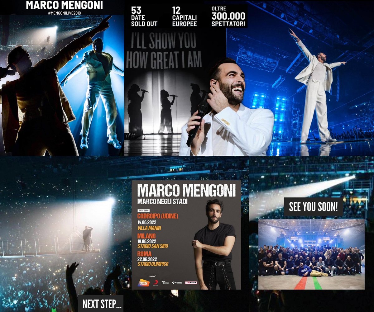 ViaggiandoconMM's tweet photo. 53 date soldout,  12 città europee, 300.000 spettatori: 2 anni fa a Torino andava in scena la prima data del Mengoni Live 2019.

Tra 48 giorni si riparte!
🏞14 Giugno 2022 (data zero) Parco di Villa Manin
🏟19 Giugno 2022 Stadio San Siro
🏟22 Giugno 2022 Stadio Olimpico https://t.co/B6urYGZLvt