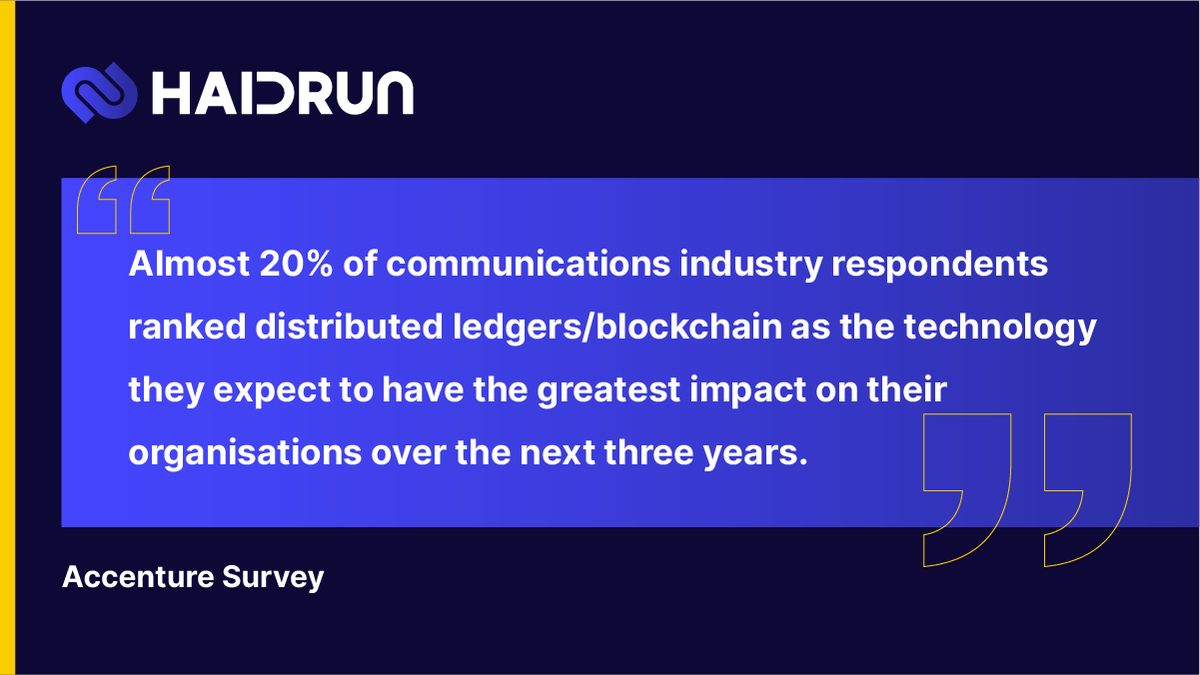 A survey of executives across 20 industries showed almost 20% of communications industry respondents ranked blockchain as the technology they expect to have the greatest impact on their organisation.

Find out more from our blog 👇 

haidrun.com/resources/how-…

#Telecoms