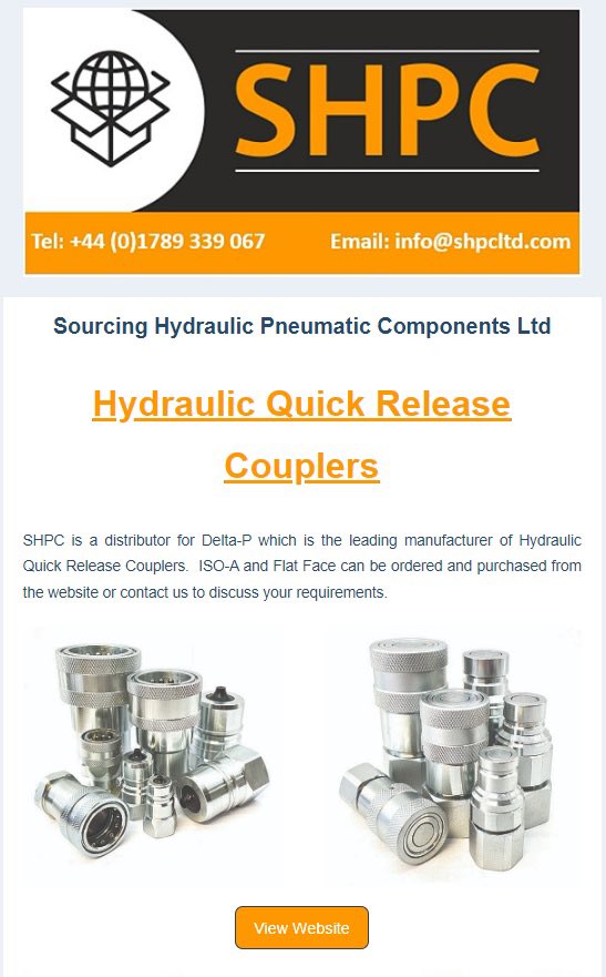 Ex-stock,  wide range of ISO-A and Flat Face Hydraulic Quick Release Couplers,  visit shpcltd.com or contact me for more information.