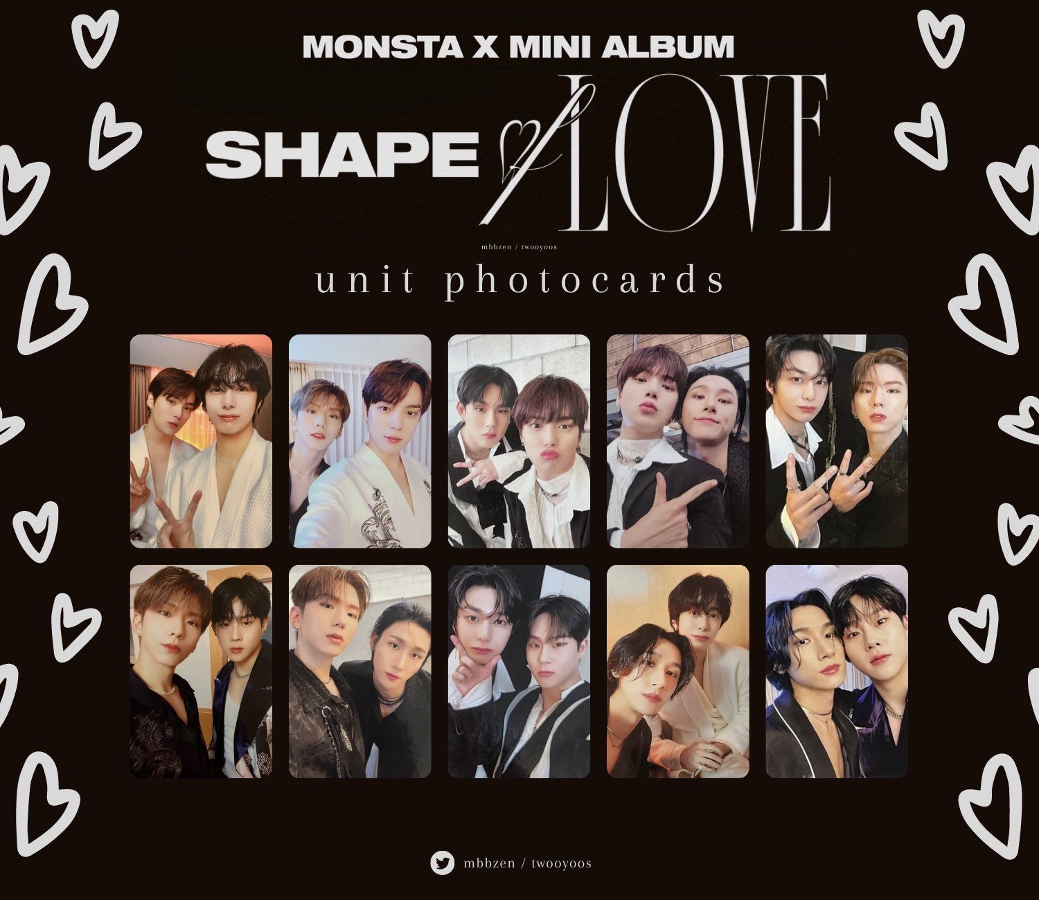 k on X: ♡ monsta x shape of love templates ♡ — album and unit pcs —  reuploaded with clean & clearer photos~ [ 몬스타엑스 포카 리스트 photocard pc list  minhyuk kihyun
