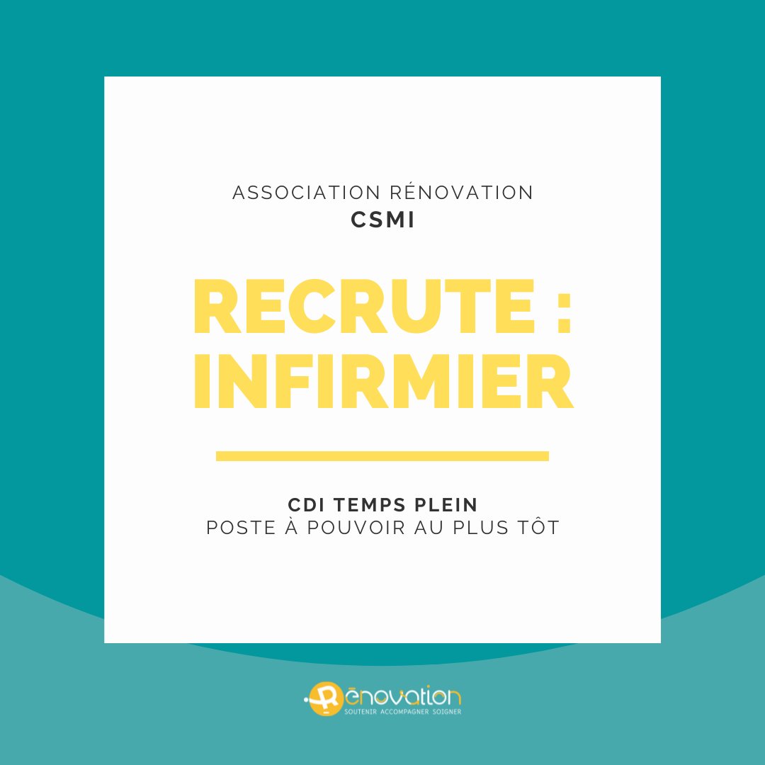 🔎 L'<a href="/AssoRenovation/">Association Rénovation</a> recrute un #Infirmier (H/F), poste rattaché à l'équipe mobile Petite #Enfance #Médoc du CSMI. À vos candidatures ! #offreemploi #recrutement lnkd.in/gAkVBjZf
