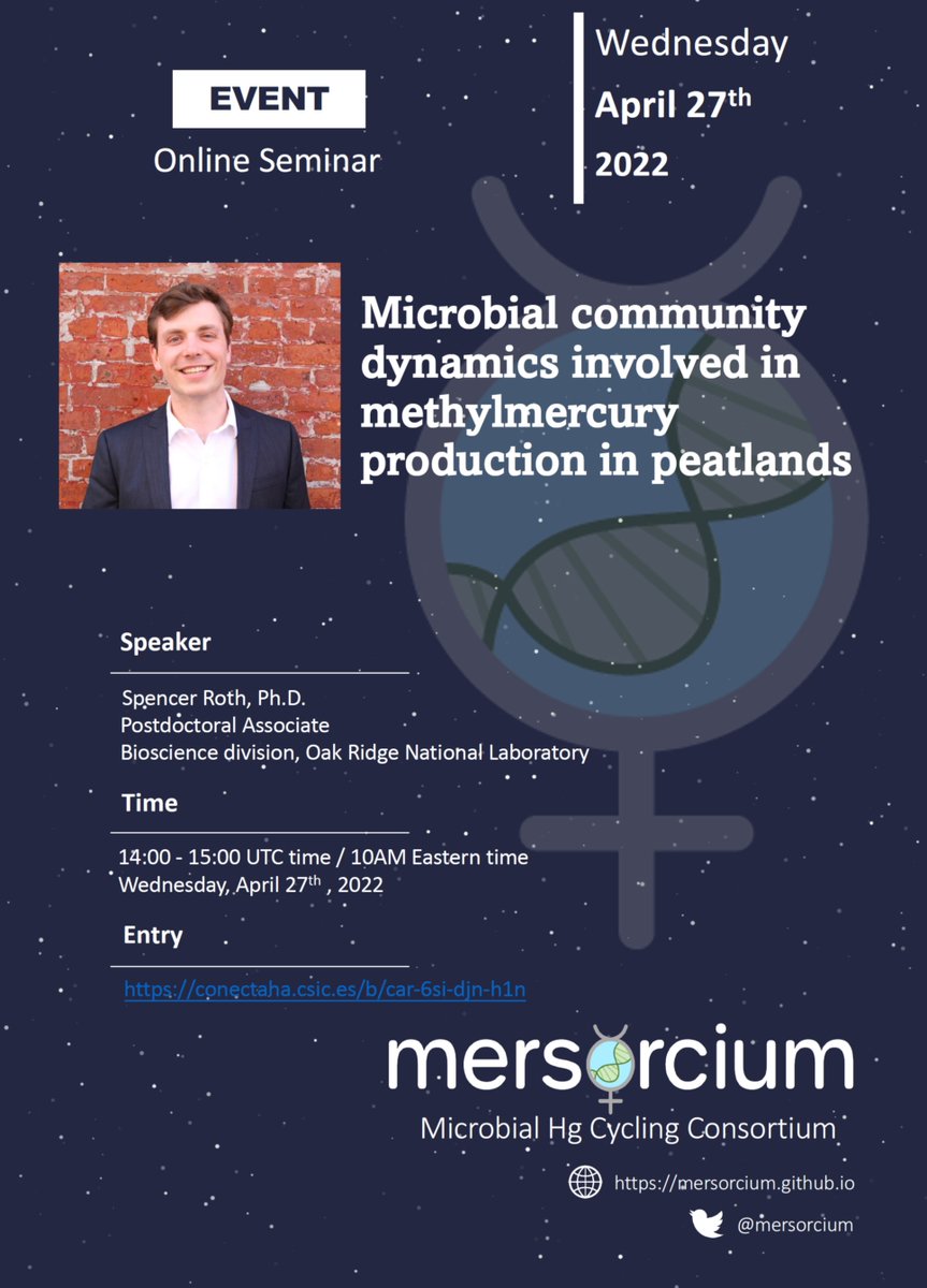 Our seminar is in about 4 h from now! Please come to listen Spencer Roth talking about peatland MeHg! To join, send an email to mersorcium@gmail.com and we will send you Zoom id for this meeting.