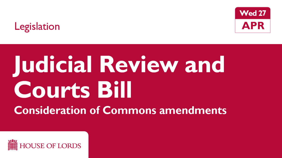 UKHouseofLords's tweet photo. After #BSLBill, #HouseofLords considers @HouseofCommons changes to the #JudicialReviewBill.
📄 Find out more https://t.co/urFR9FM3UU
📺 Watch on Parliament TV https://t.co/GeM3IrVgkk https://t.co/0tGc98IzmC