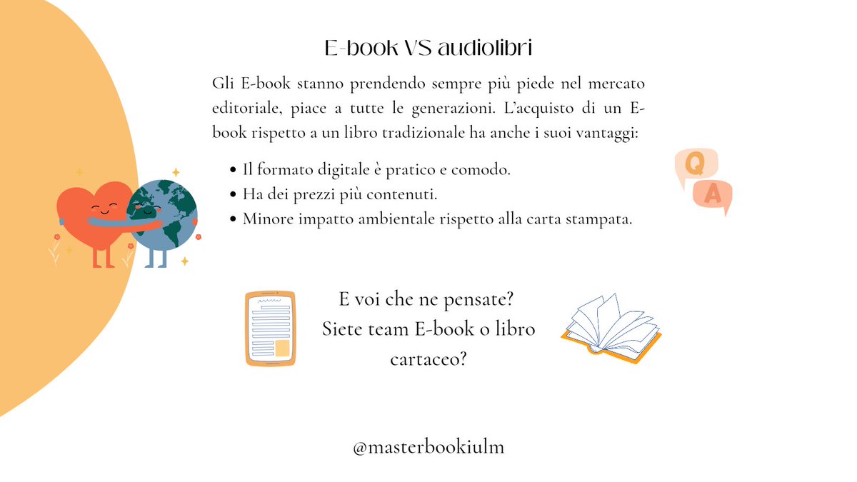 MasterBookIULM's tweet photo. Per la rubrica "Come si fa?", oggi si parla degli ancora tanto discussi e-book. C'è chi si è fatto sedurre dalla praticità e dal poco impatto ambientale, e chi proprio non vuole saperne di rinunciare al cartaceo. 
E voi? Cosa ne pensate?

#comesifa #ebooks #masterbook #iulm https://t.co/PKVL706lPR