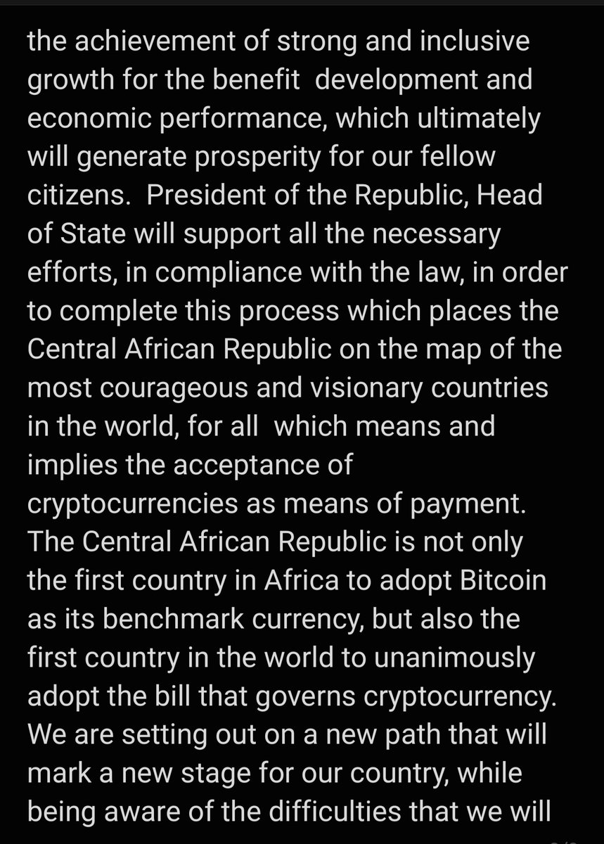 Stromens's tweet photo. 🚨 Official press release from the Central African Republic states Bitcoin is a official currency (original document and a google translated version below) @bitcoinarchive @DocumentingBTC @APompliano @gladstein @LordFusitua @Dennis_Porter_ @BitcoinMagazine https://t.co/U5vqdz4oB5
