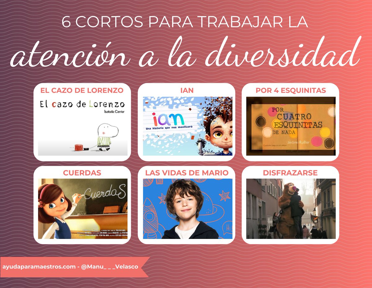 6 cortos para trabajar la atención a la diversidad. 👉 ayudaparamaestros.com/2020/10/6-cort… Por <a href="/Manu___Velasco/">Manu Velasco</a>