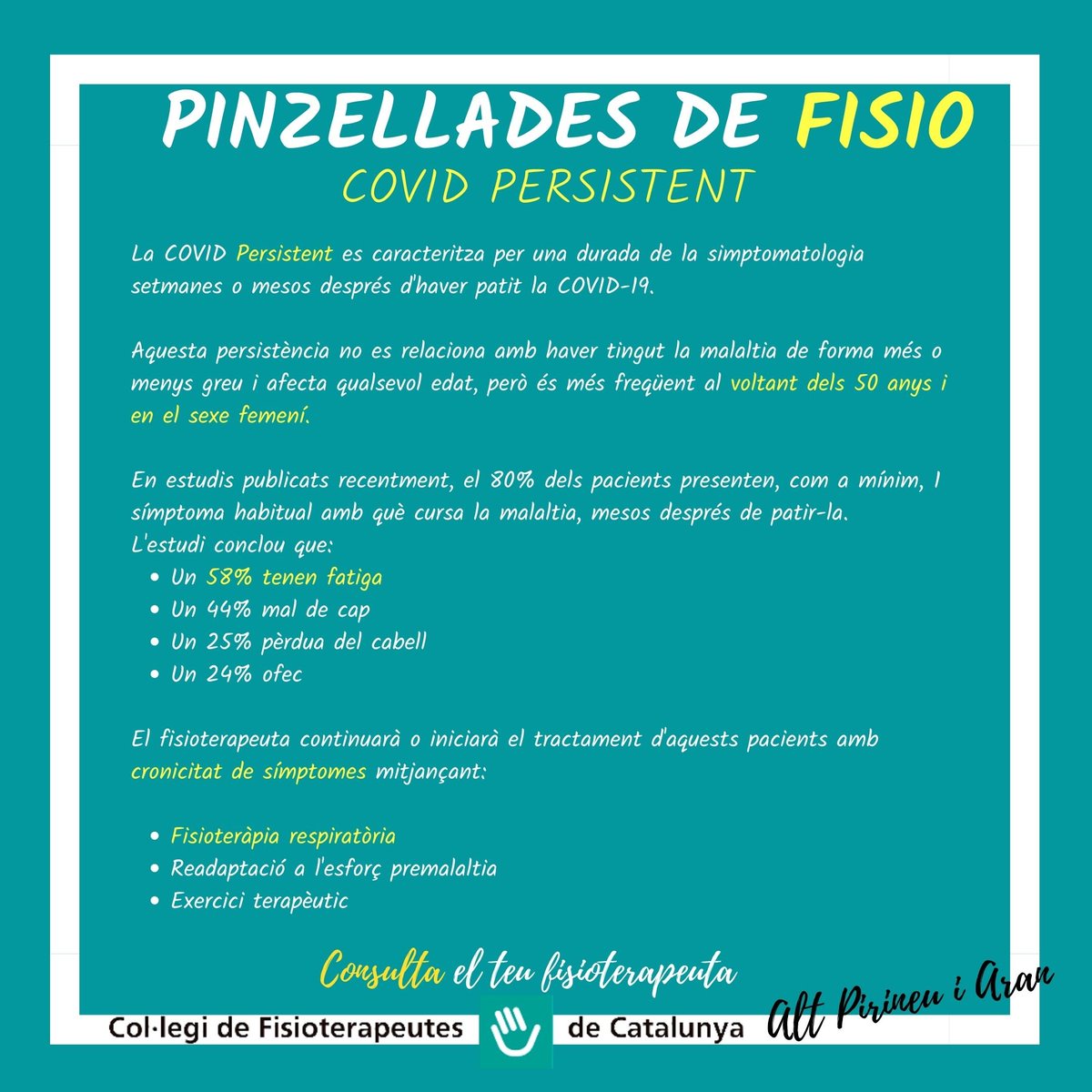 COVID PERSISTENT <a href="/flaut4/">R9ser CKD</a> <a href="/colficat/">CFC</a> <a href="/salut_cat/">Salut</a> @colficatlleida <a href="/colficatcentral/">Secció Territorial de la Catalunya Central del CFC</a> @colficatebre <a href="/radioseu/">RàdioSeu</a> @fshlaseu
#fisioteràpia #fisioterapia