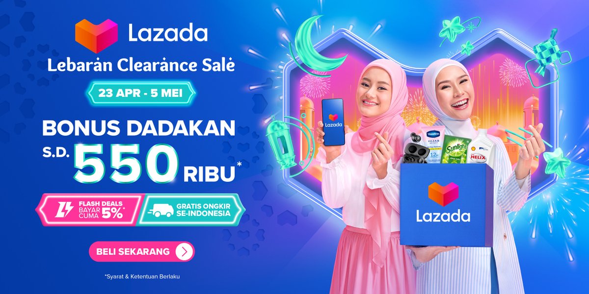 Hai MPower, LAZADA Clearence Sale ! mulai 23 April - 5 Mei yang sayang buat dilewatin buat lebaran. Bonus dadakan 550rb, flash deal bayar cuma 5%. Yuk belanja sekarang ! #LazadaLebaranClearanceSale #KasihHatiAja #LazadaLebaranSale #RamadanBersamaLazada