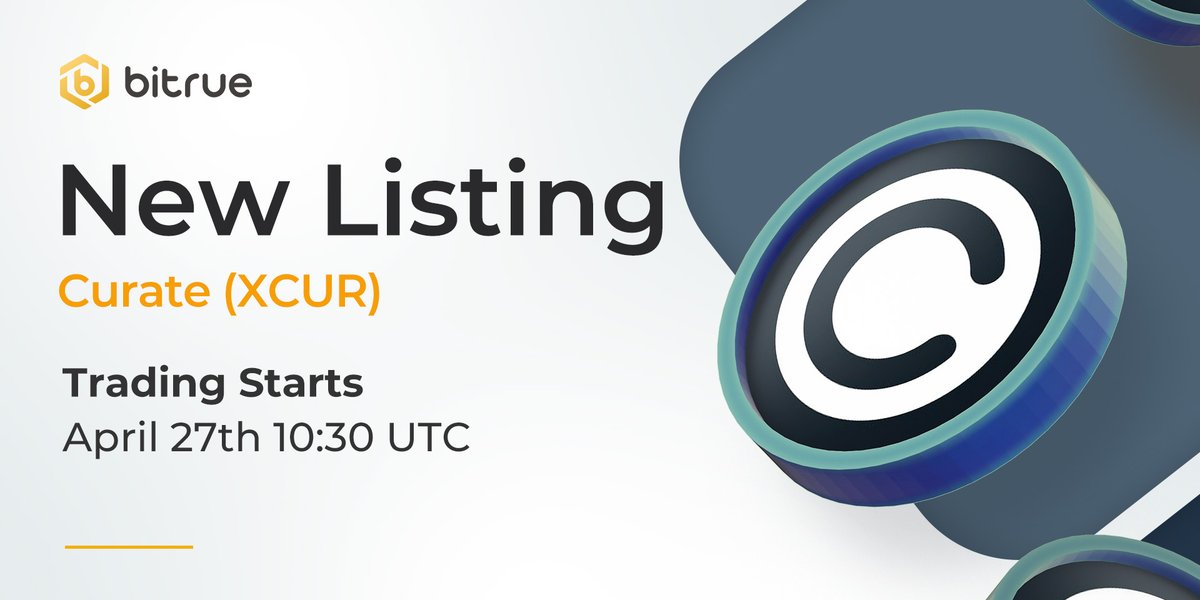 #Curate $XCUR is coming to Bitrue spot trading. 
<a href="/curateproject/">$XCUR</a>

- Deposits are open right now
- Trading starts 10:30 UTC today
- Pairs are XCUR/USDT

Details - bit.ly/3xS0AHP