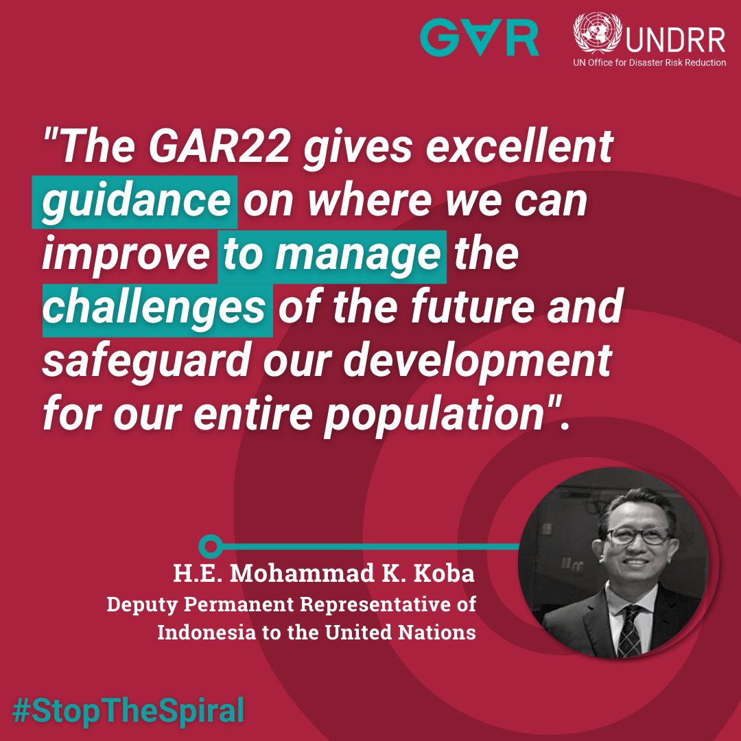 💬'#Indonesia🇮🇩 is proud to host the second session of the #GPDRR2022 from 23rd -28th of May in Bali, and in the sessions we will also have the opportunity to further unpack #GAR2022'.

- @mohammadkoba, @indonesiaunny 

Read the #GAR2022: 👉bit.ly/GAR2022Report