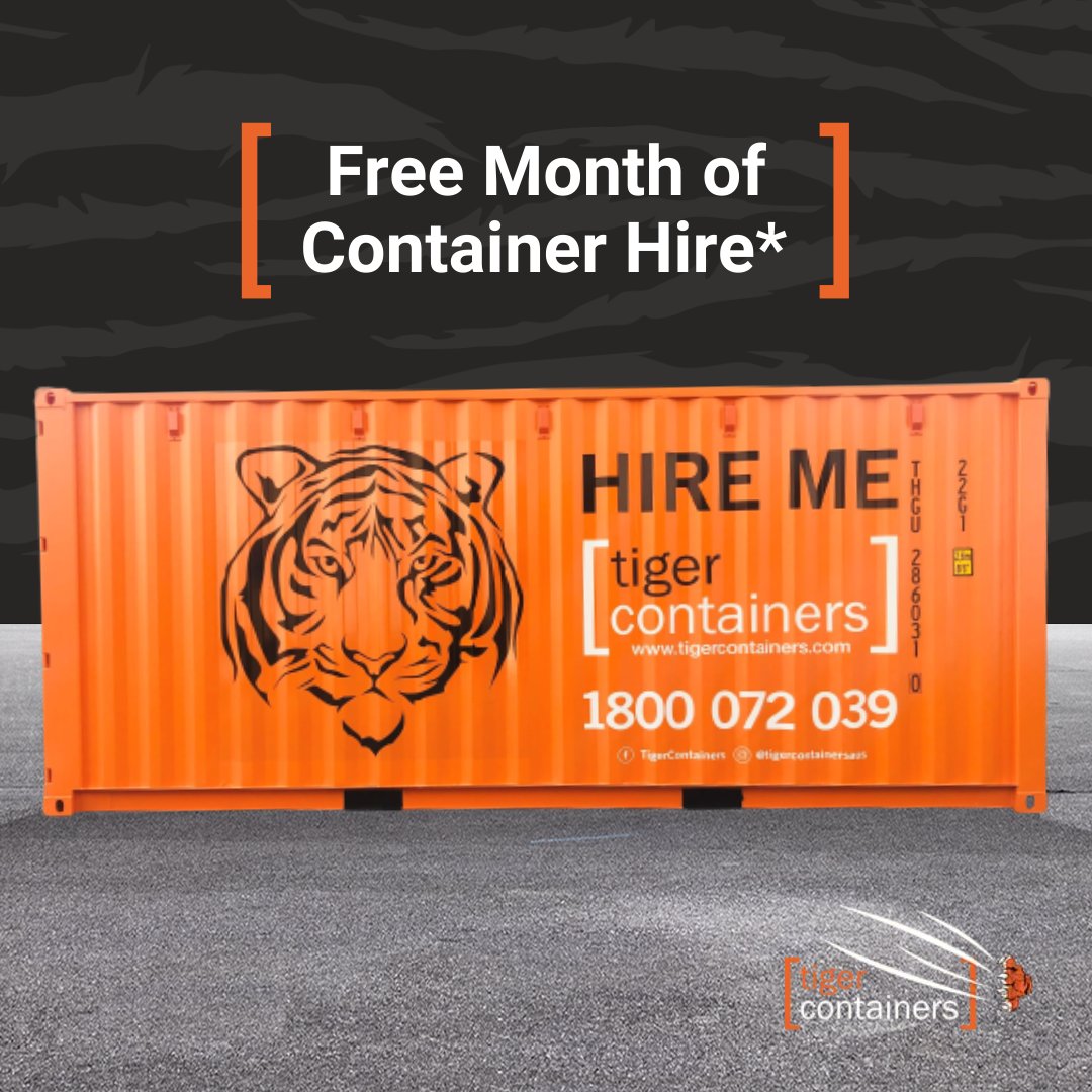 TigerContainers's tweet photo. We're still celebrating the “Year of the Tiger” with a free month of container hire on every 6-month lease*!

🐯  Choose from 10ft, 20ft and 40ft containers
🐯  A variety of configurations – high cube, side door &amp; more
🐯  High-quality, durable constructions
🐯  Flexible hire ... https://t.co/nsqsJm0Z9u