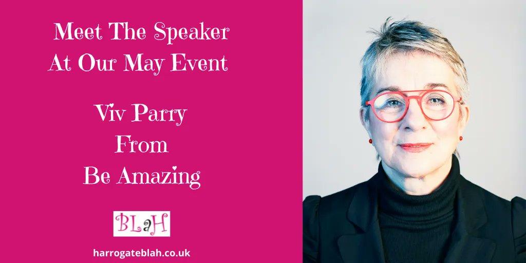 MAY'S EVENT - BOOK NOW!
The fab Viv Parry from <a href="/BeAmazingUK/">Be Amazing Ltd</a> will be talking to us on Fri 6th May 22 at <a href="/Will_and_Vics/">William & Victoria</a>.  A business leader on a mission to inspire &amp; enable personal growth of others through coaching, mentoring &amp; listening. Book buff.ly/37Iwb3Z
#harrogate