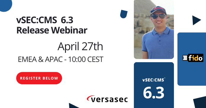 versasec's tweet photo. It’s here! Join @versasec's Kamel Elias for a #LIVE webinar on our latest product release vSEC:CMS Version 6.3!
Starts in an hour - https://t.co/TQU0niCqeF
#VersionRelease #Versasec #IAM #FIDO2 #FIDOalliance #webinar #livewebinar #QA https://t.co/1L0LOxg0MO