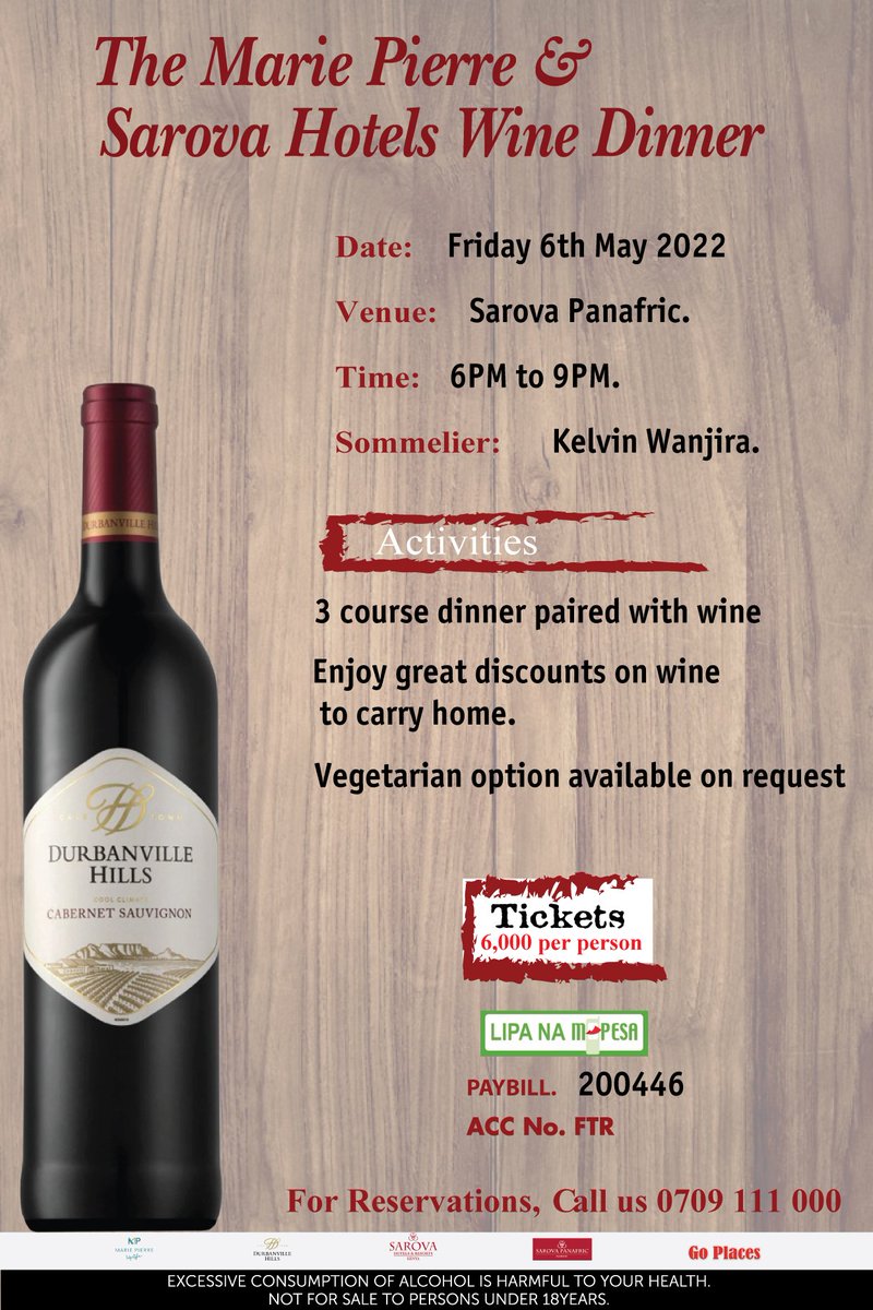 MariePierreLife's tweet photo. Wondering what course the chefs @SarovaPanafric will pair this beautiful rosé from @NederburgEA? Make your reservations as limited spaces available. @SarovaHotelsKen @KWALOFFICIAL @happycowdairy @goplacesdigital #Wine #Wineanddine #Gourmet #Sommelier #Winetasting https://t.co/OTjvNAzRu9