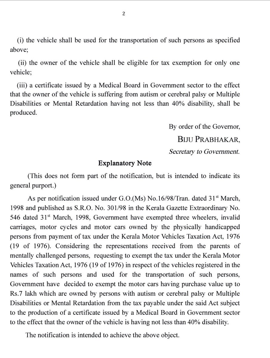 Gazette notification for PwDs

G.O. on Tax Exemption for people with disabilities for purchase of Cars upto 7 lakh in kerala

#disabled #NGO