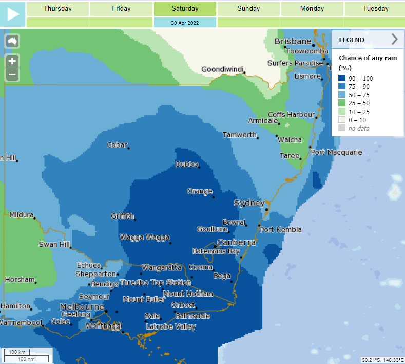 BOM_NSW's tweet photo. A trough associated with a cold front is bringing rain (possibly heavy) to parts of the west and south on Saturday. Take care on the roads, especially in areas that have already seen rainfall this week. Check the forecast and monitor warnings: https://t.co/SPHgGeisGZ https://t.co/WU57YZZxDa