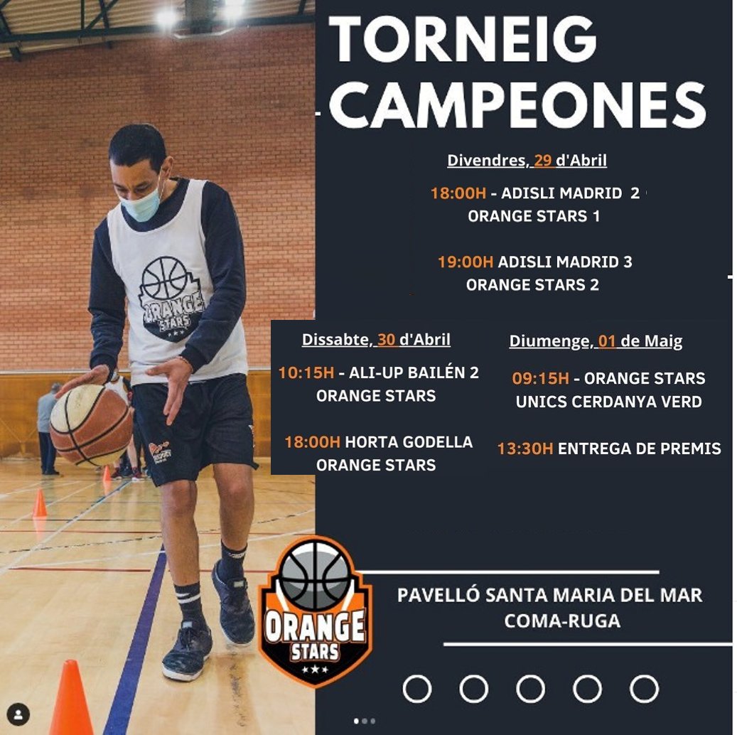 FundalisTGN's tweet photo. Ens veiem aquesta cap de setmana al torneig de #basquet on participem membres del #SOI, #STO i #CET de la #FundacioSantaTeresa amb el @basquetorangestars @abvendrell  🏀
𝐓𝐨𝐫𝐧𝐞𝐢𝐠 𝐂𝐚𝐦𝐩𝐞𝐨𝐧𝐞𝐬 a #Comarruga 
#basquet #newtccd #bàsquetperatothom #esportinclusiu https://t.co/DQLLSekRHo
