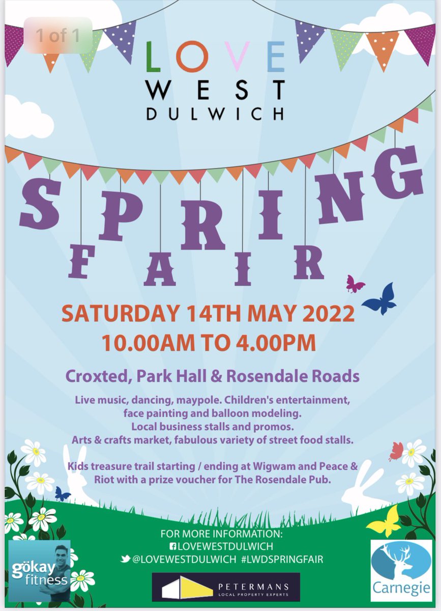 Can’t wait for our Love West Dulwich Spring Fair on Saturday 14 May #lovewestdulwich #westdulwich #dulwich #se21 #lwdspringfair #springfair #community