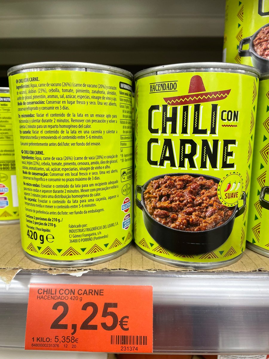 pacorrete's tweet photo. Chili con “carne” de @Mercadona ….. sin embargo, lleva como ingrediente relevante, CORAZÓN DE VACA 🤮🤮🤮🤮🤮  Ahi lo dejo como información https://t.co/n4CCDMEmPD