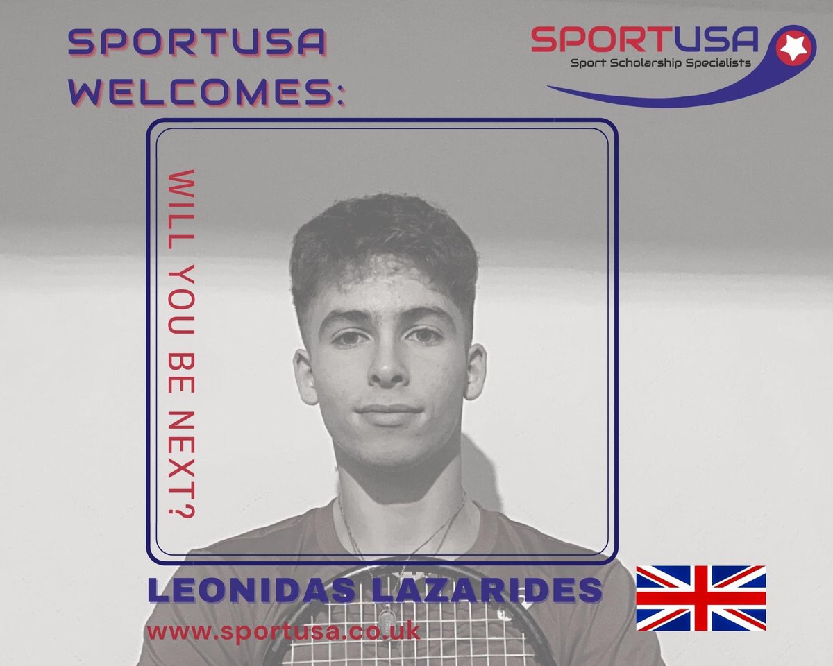 **NEW SIGNEE**
Leonidas Lazarides.
SPORT: TENNIS
CLASS: 2023
We warmly welcome Leo to the SportUSA family and look forward to guiding him through the recruitment process!