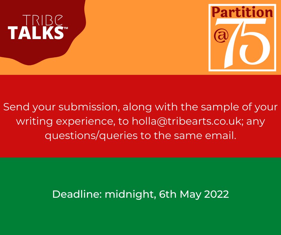 Tribe__Arts's tweet photo. 📢 WRITER COMMISSION 📢 

South Asian? ✓
Writer? ✓
Have a story to tell or something to say about the Partition? ✓

Then scroll the images below for more info to apply!

DEADLINE: MIDNIGHT 6TH MAY 2O22

SUPPORT | SPREAD | SHARE 🙏 https://t.co/jLcEw1FxiJ