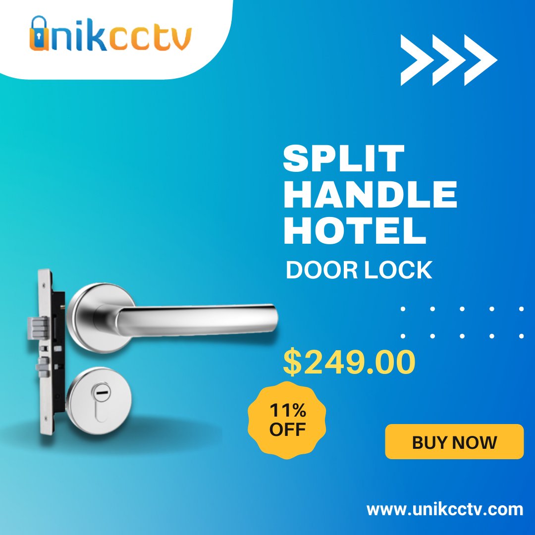 unikcctv's tweet photo. The H-6100-2D Split Handle Hotel/Motel Deadbolt Door Lock is designed for hospitality business operations. Made with Impact resistance, High-Quality Zinc Alloy material with Stainless Steel Dead Bolt Mortise. To Know More: https://t.co/hd4do9je0a
#doorlocks #doorlockset https://t.co/jr7ec2CD3H