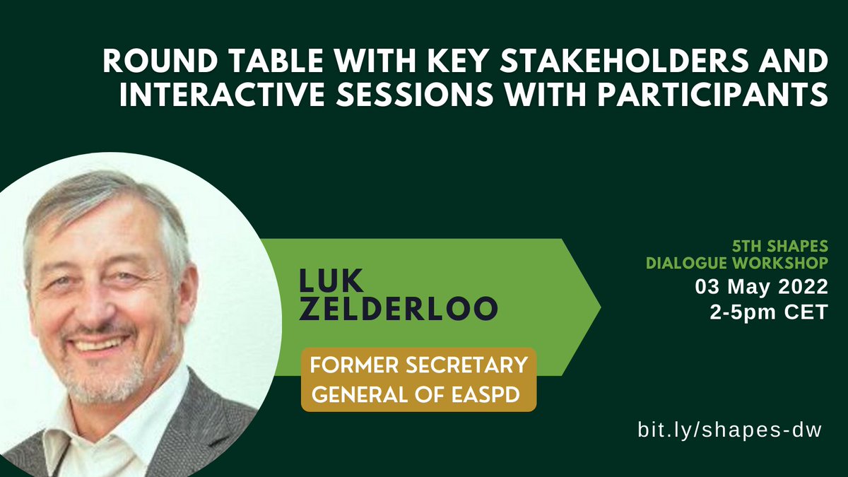 <a href="/LZelderloo/">Luk Zelderloo</a>, former Secretary General of <a href="/EASPD_Brussels/">EASPD</a> will moderate a round table with key stakeholders and interactive sessions with participants.

📢 Join us at the #SHAPESdialogue on upscaling #integratedcare

🗣️ 🇬🇧+ 🇮🇹
⏰ 03 May 2022, 2-5pm CET

ℹ️ bit.ly/shapes-dw5