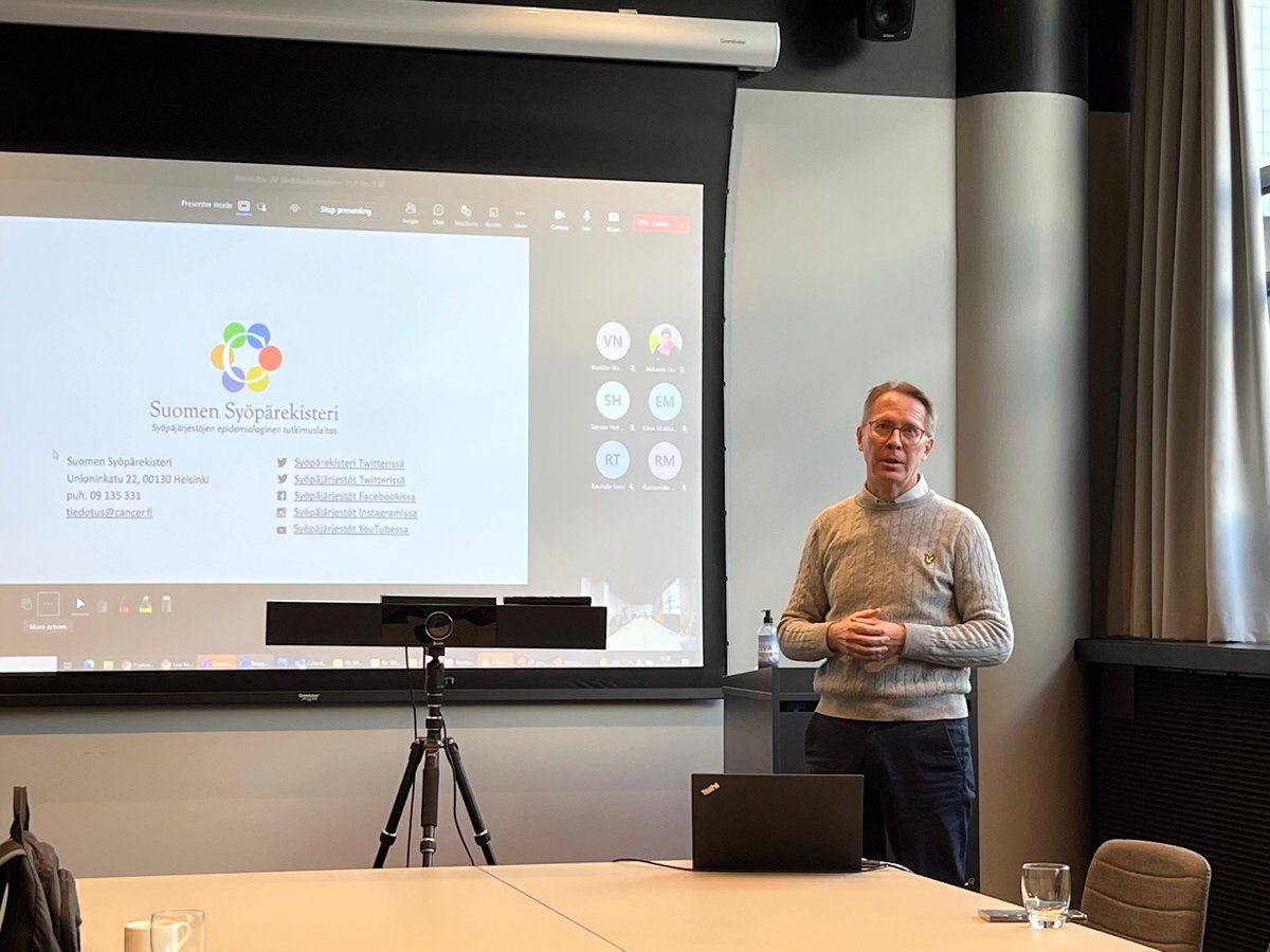 Tilastojohtaja Janne Pitkäniemi esitteli uunituoreet syöpätilastot, syoparekisteri.fi/2022/04/26/syo… <a href="/CancerRegFi/">Syöpärekisteri</a>