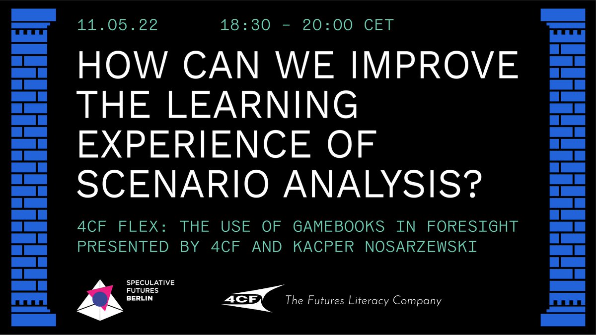 Futures_Berlin's tweet photo. #Gamebooks based on #futuresscenarios create space for stronger emotional reaction and reflection accessible to just about anyone, regardless of their understanding of scenario-making techniques. Join our next workshop on 11.05.22 with @4CF_foresight here:
https://t.co/iU6EcKI7hC https://t.co/oHtLp1YxfW