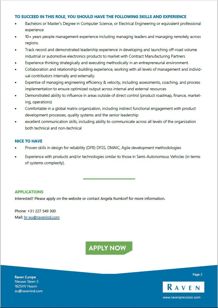 Check out our vacancy for ECU Hardware Engineering Leader

Please contact hr-eu@ravenind.com or apply true link below:
jobs.ravenind.com/job/Hoorn-Engi…
