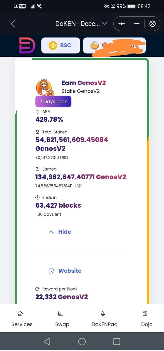 david7831's tweet photo. Less then 2 days remaining on the @GenosV2 to GenosV2 pool on the @DoKenToken Dojo pad. Don't forget to harvest your rewards #GenosV2 #DokenToken https://t.co/318QKPLr9K