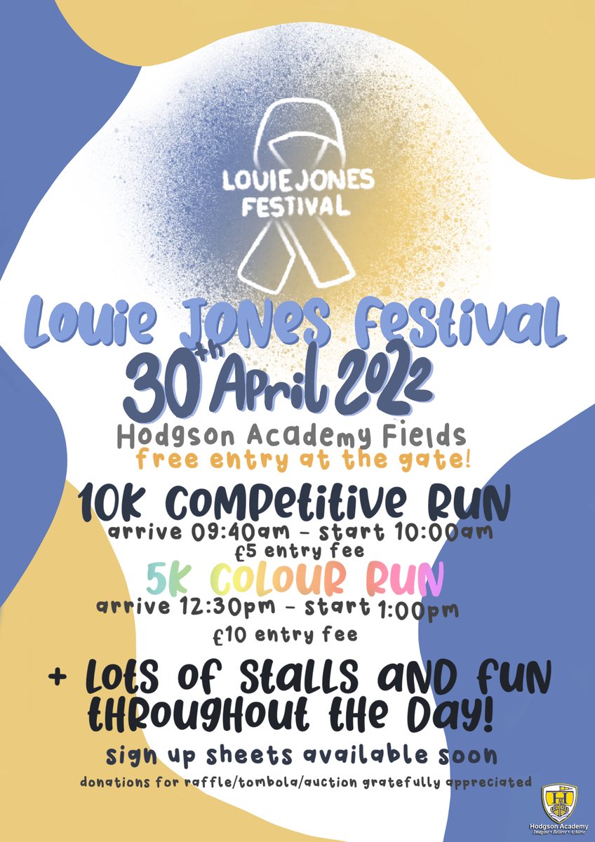 We would like to invite you all to come along this Saturday 30th April from 10:00am-5:00pm (approx.) to the Hodgson Academy fields for a day of fun &amp; celebrations as we remember our dear friend Louie Jones...