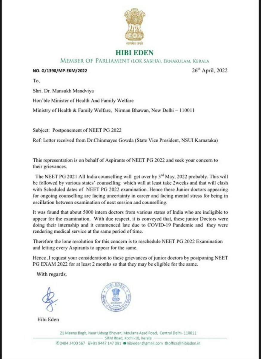 Nagesh_nsui6's tweet photo. ◆ Doctors wrote the letter by BLOOD &amp; raising their voice since long
◆ Media covered it 
◆ MPs writing the letters in support of them

But it unable to understand what is stopping @mansukhmandviya to listen the rational demand of SAVIOURS
#NEETPG2022
#delayneetpg2022please https://t.co/6IAh7a0WW2