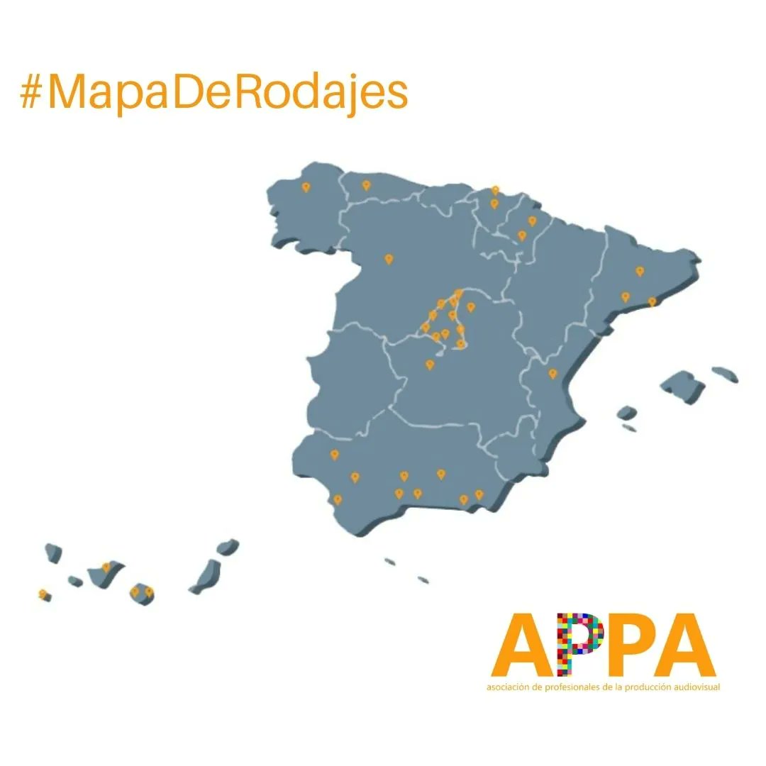 asociacionappa's tweet photo. ¿Qué estás rodando?🎬 Háznoslo saber y lo incluiremos en el próximo #MapaDeRodajes 📍https://t.co/XjuEHS9j9f #Largometrajes #Documentales #Cortometrajes #Series https://t.co/CJejxGsYpm