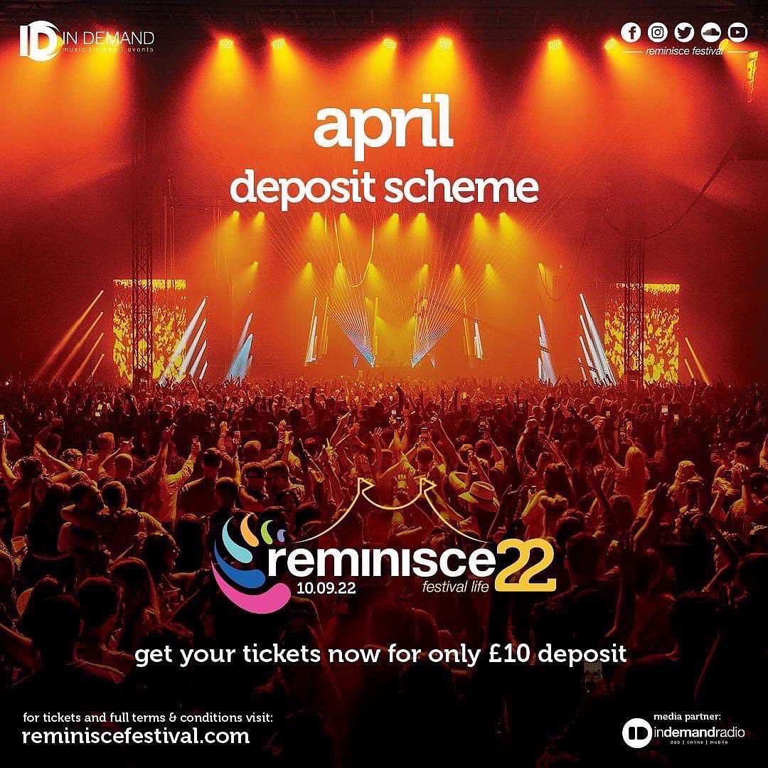 LAST CHANCE to secure YOUR @reminiscefest 2022 ticket for just £10! ⚠️

THE FULL 2021 REMINISCE FESTIVAL AFTER MOVIE IS COMING TONIGHT! At 7pm🤯

The Reminisce 2022 full line up is coming THIS Friday at 7pm 🔥

Secure your tickets now for just £10:
reminiscefestival.com