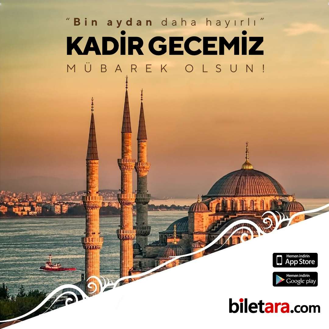 Kadir Gecemiz mübarek olsun! 🌙🙏

biletara.com
"Aradığın Bilet Burada"

#KadirGecesi