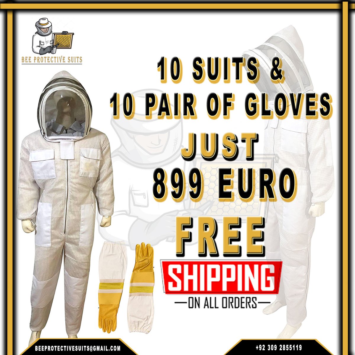 BeeProtective's tweet image. #Free_Delivery #Free_Delivery 
10 Suits &amp;amp; 10 pair  of gloves just in #899_Euro 
Offer for everyone 🎉 Book your order. 🎉🇵🇰
All Size available just(white &amp;amp; brown color)
PM :PayPal/Western Union/ BTC/Bank transaction
Whatsapp :+92 309 2855119
Email : beeprotectivesuits@gmail.com