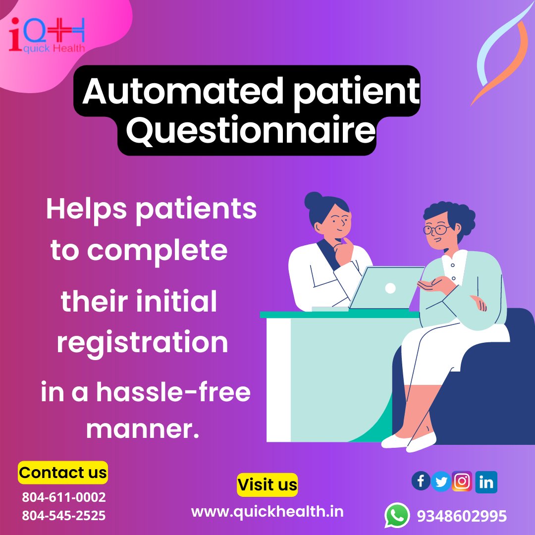 IqhLtd's tweet photo. IQH Medicare automation software captures accurate information, boosts visibility into patient trends and integrates seamlessly to improve the patient registration experience.
Visit us :https://t.co/iU8TnwDzv9
Call us :8046110002
Youtube :https://t.co/ofx4c4ilFt
#IQH #quickhealth https://t.co/BP7ZxhxjNi